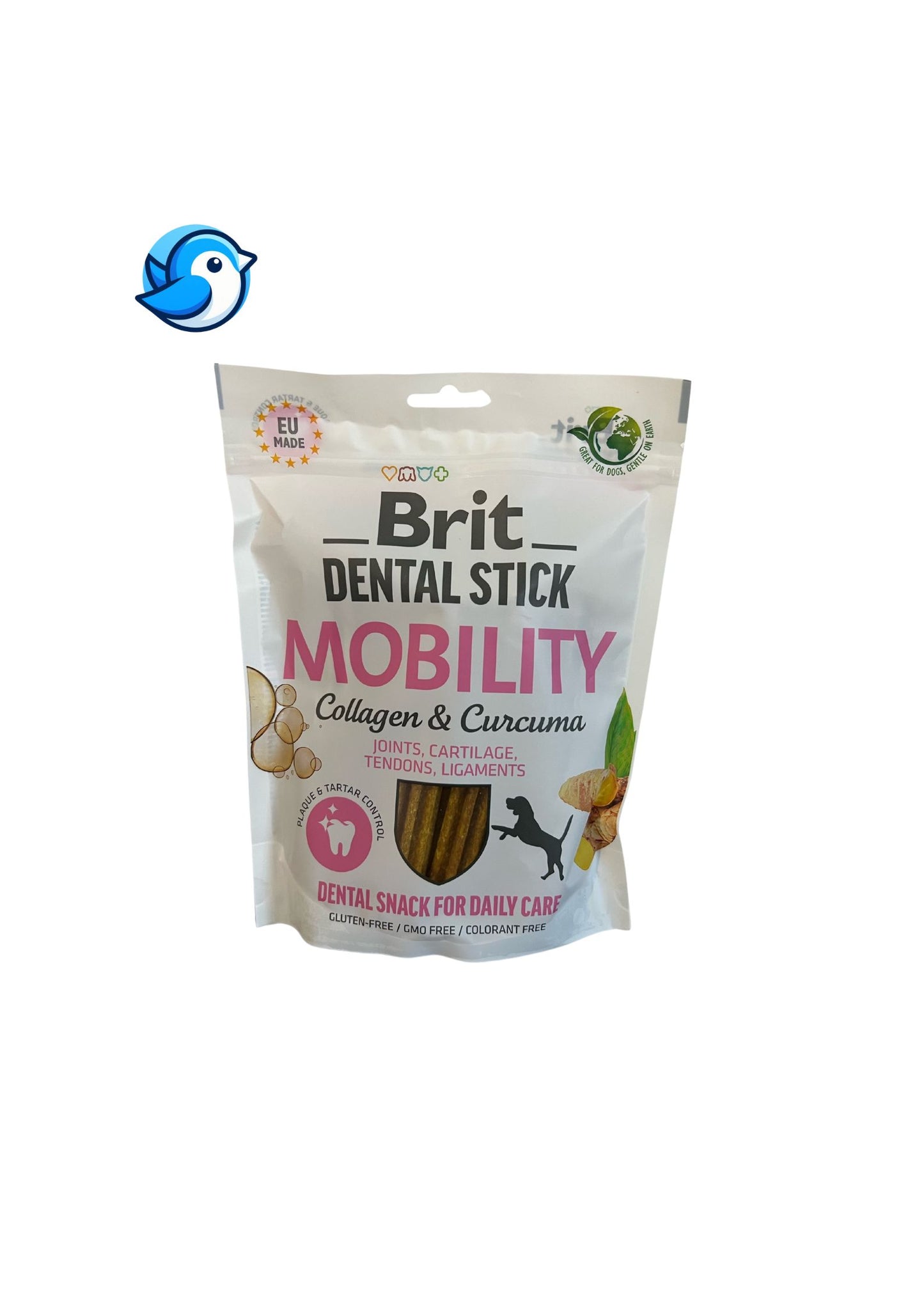 BRIT DENTAL STICK MOBILITY KURKUMÁVAL 251GR FOGTISZTÍTÓ